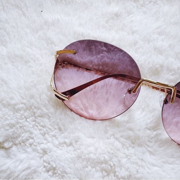 Ruth Clear Purple Round Metal Sunglasses - Picture 2 of 10